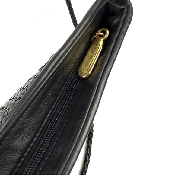 Talbots Vintage Chic Weave Handbag Black Leather Shoulder Bag‎ Braided Strap - Picture 4 of 13